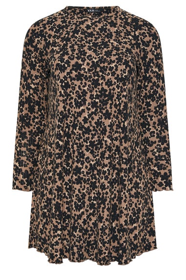 Yours Curve Brown Leopard Ribbed Tunic Top