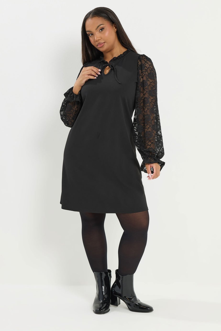 Yours Curve Black Lace Mini Dress