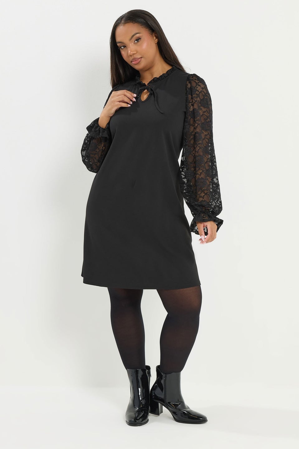 Yours Curve Black Lace Mini Dress