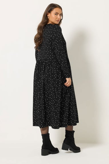 Yours Curve Black Polka Dot Peplum Maxi Dress