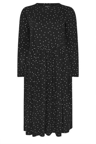 Yours Curve Black Polka Dot Peplum Maxi Dress