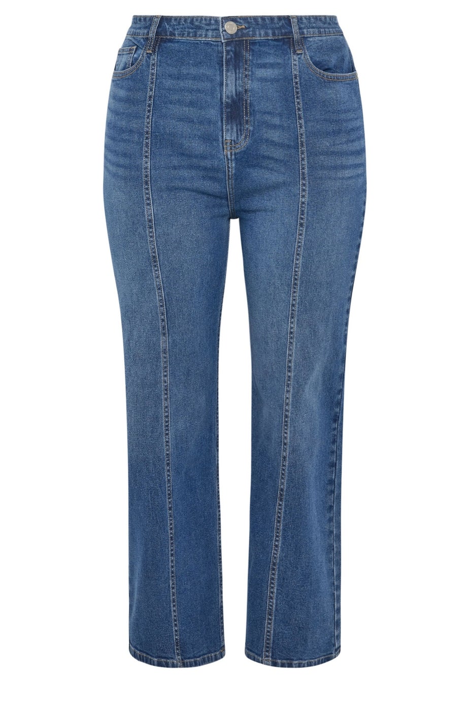 Yours Curve Blue Front Seam Wide Leg Jeans