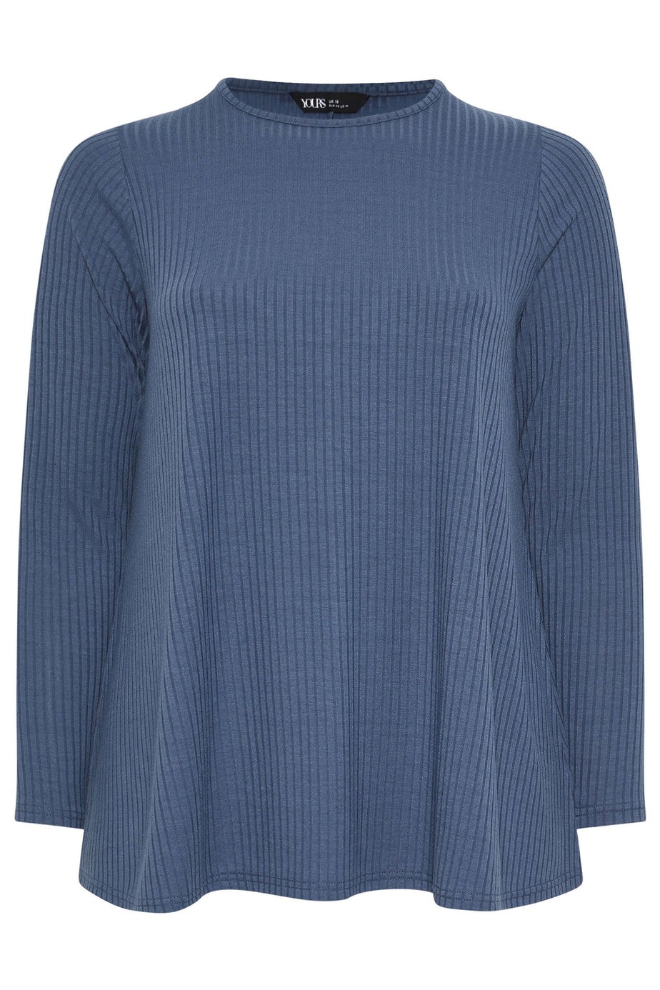 Yours Curve Denim Blue Ribbed Swing T-Shirt