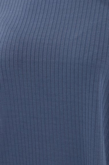 Yours Curve Denim Blue Ribbed Swing T-Shirt