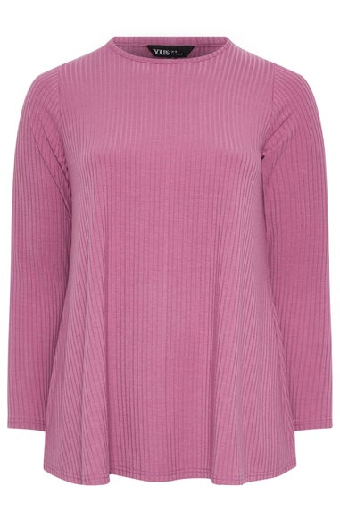 Yours Curve Pink Ribbed Swing T-Shirt