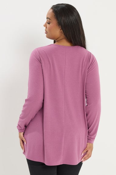 Yours Curve Pink Ribbed Swing T-Shirt