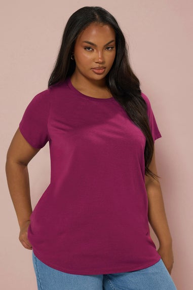 Yours Curve 3 Pack Dark Pink Core T-Shirt Essentials Set