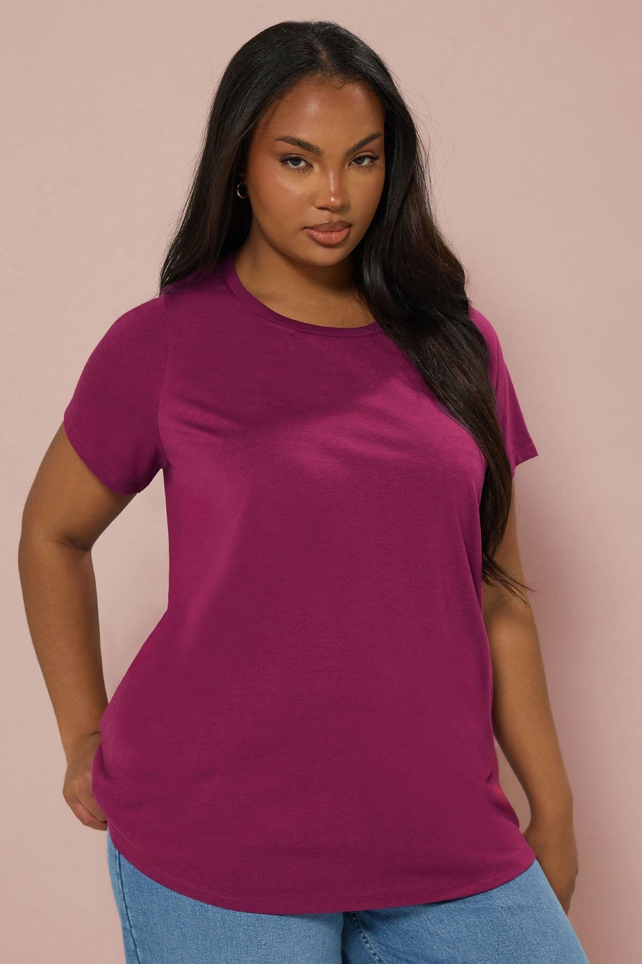 Yours Curve 3 Pack Dark Pink Core T-Shirt Essentials Set