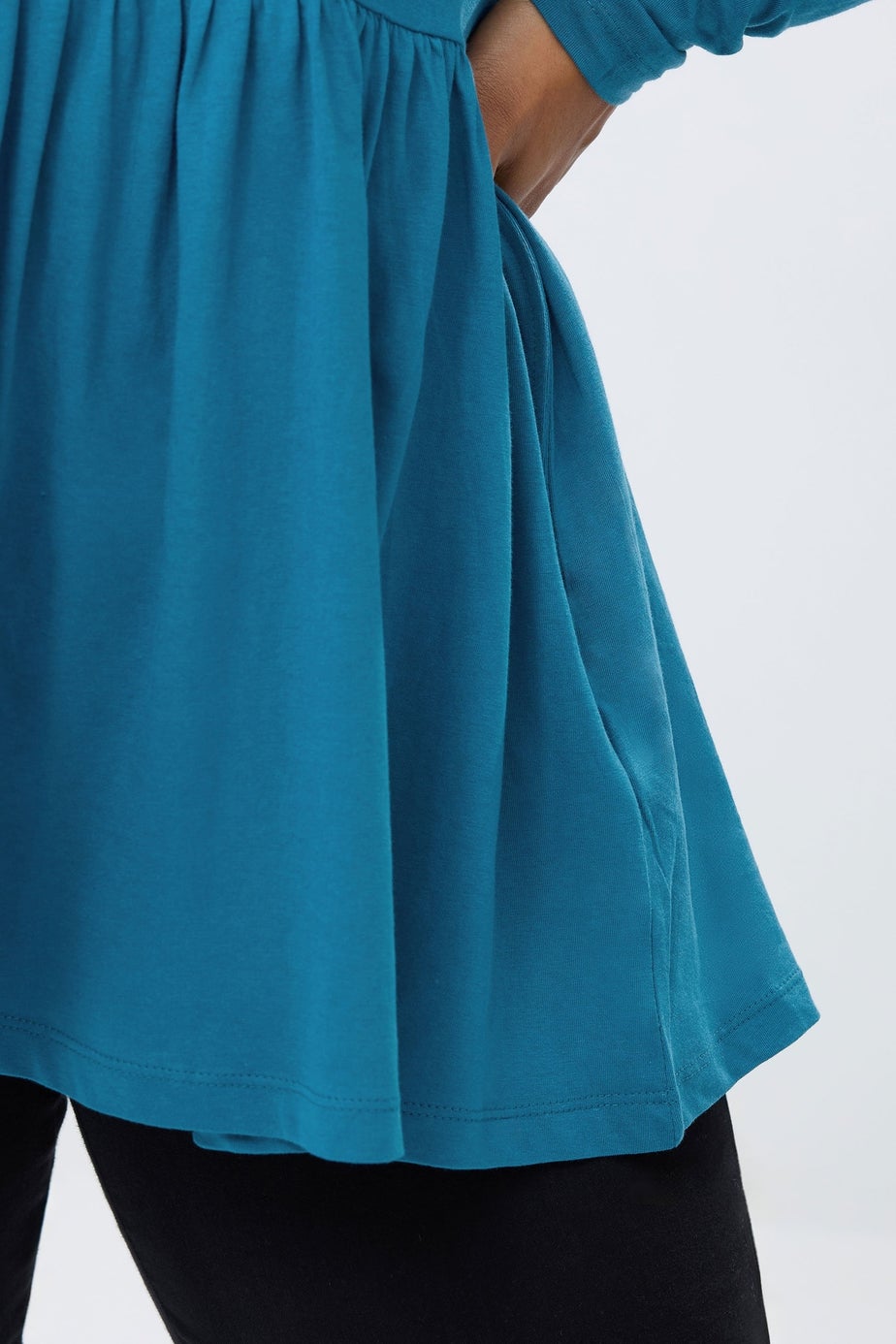 Yours Curve Blue Long Sleeve Peplum Top