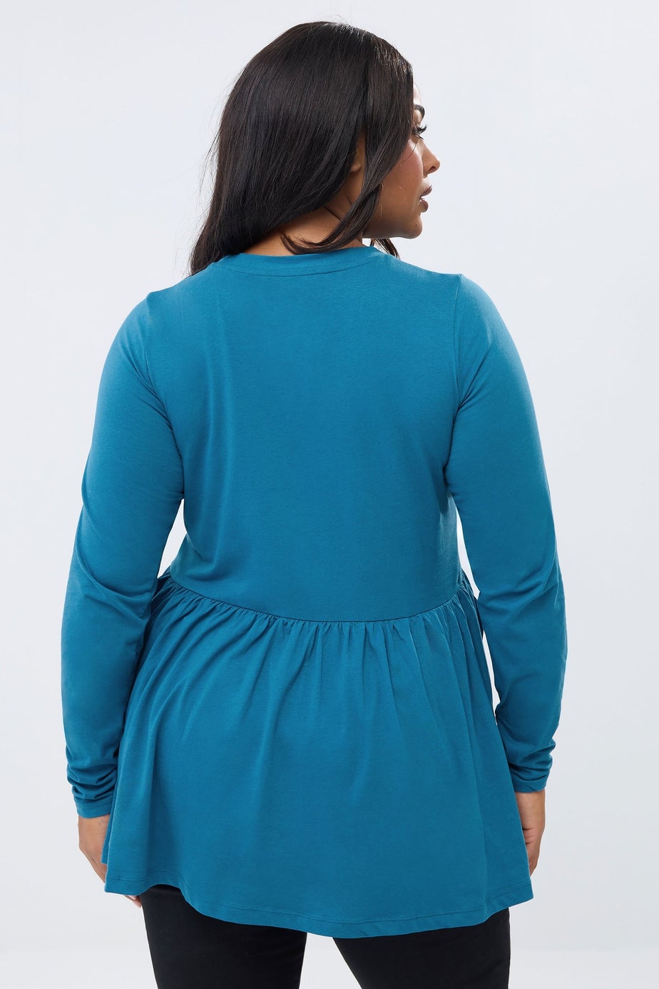 Yours Curve Blue Long Sleeve Peplum Top