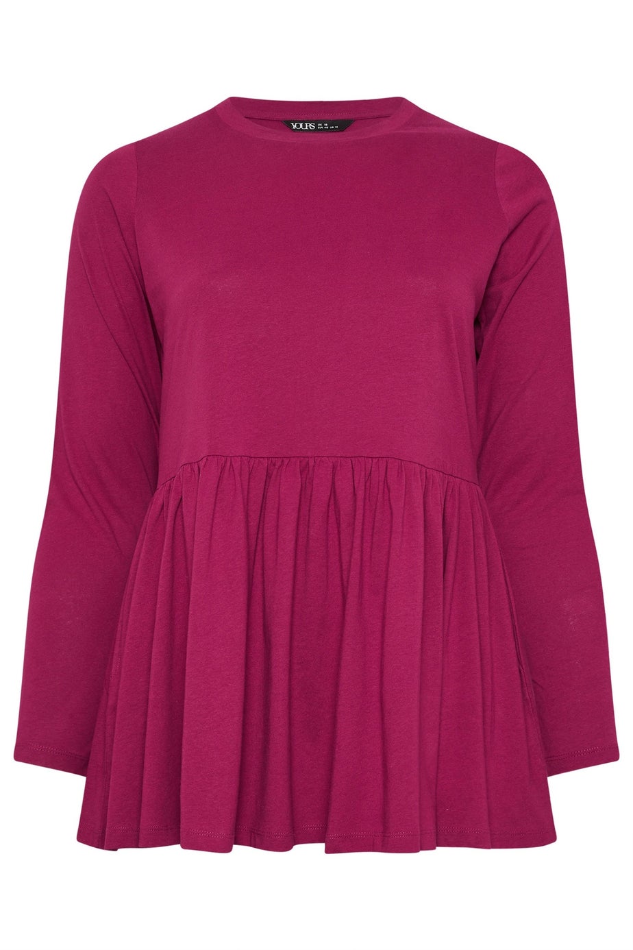 Yours Curve Pink Long Sleeve Peplum Top