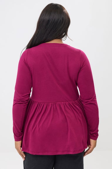Yours Curve Pink Long Sleeve Peplum Top