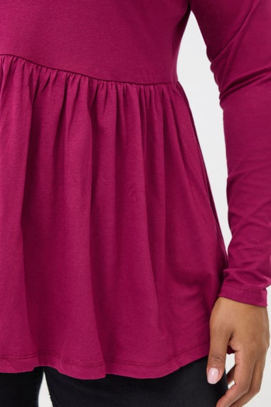 Yours Curve Pink Long Sleeve Peplum Top