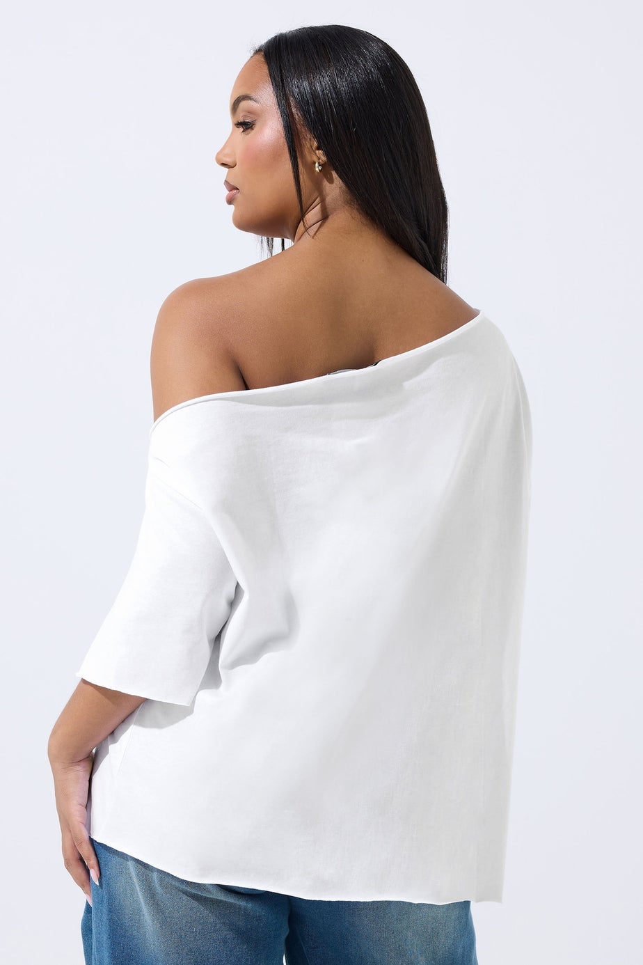 Yours Limited Curve White Leopard Graphic Off Shoulder T-Shirt