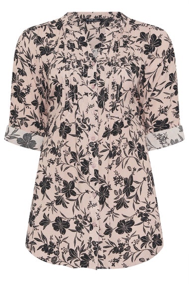 Yours Curve Dusky Pink Floral Pintuck Blouse