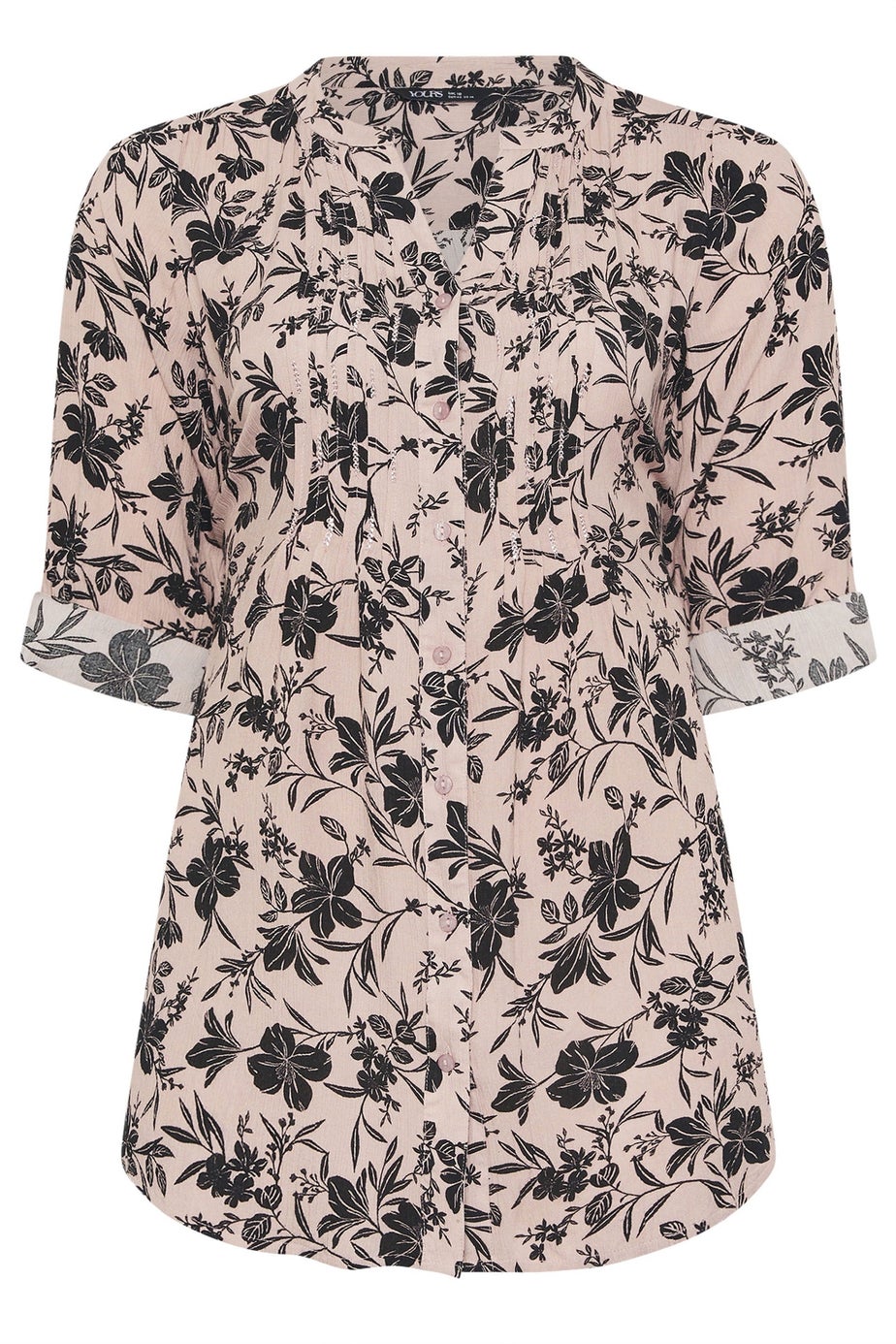 Yours Curve Dusky Pink Floral Pintuck Blouse