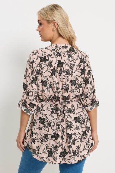 Yours Curve Dusky Pink Floral Pintuck Blouse