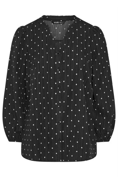 Yours Curve Black Polka Dot Notch Neck Blouse