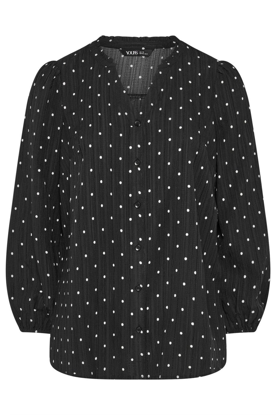Yours Curve Black Polka Dot Notch Neck Blouse