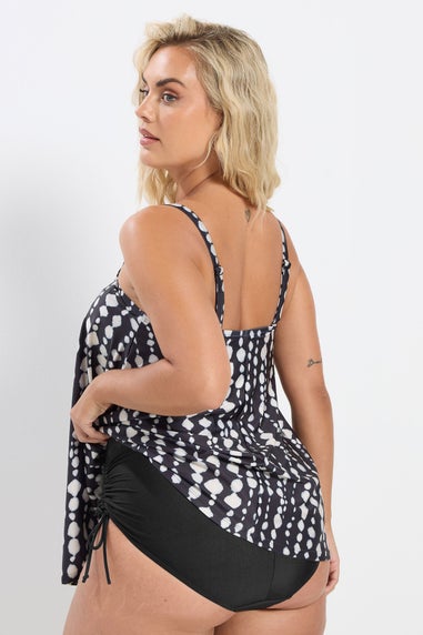 Yours Curve Black Super High Waisted Tie Detail Bikini Briefs