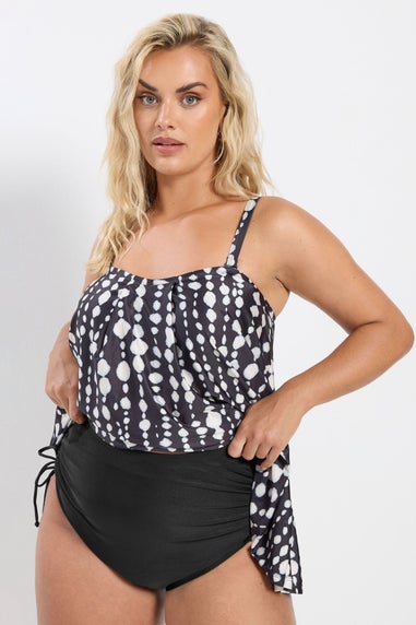 Yours Curve Black Super High Waisted Tie Detail Bikini Briefs