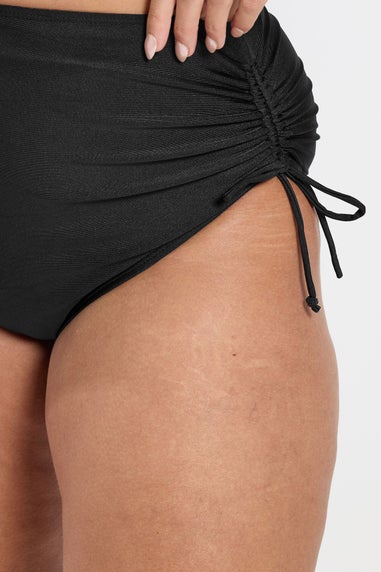 Yours Curve Black Super High Waisted Tie Detail Bikini Briefs