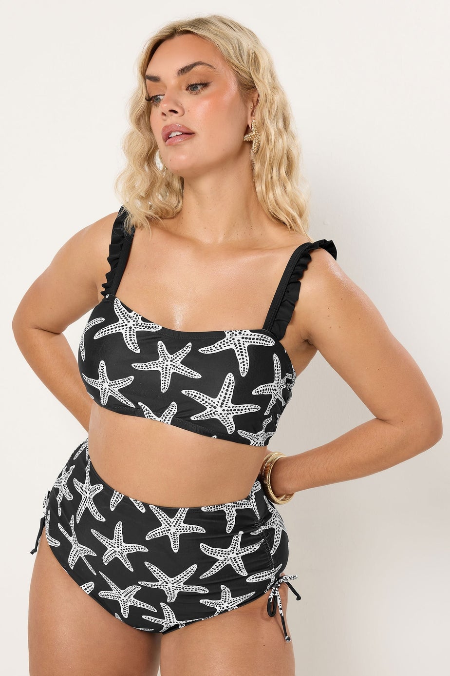 Yours Curve Black Starfish Super High Waist Tummy Control Bikini Briefs