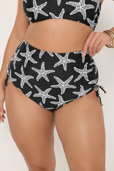 Yours Curve Black Starfish Super High Waist Tummy Control Bikini Briefs
