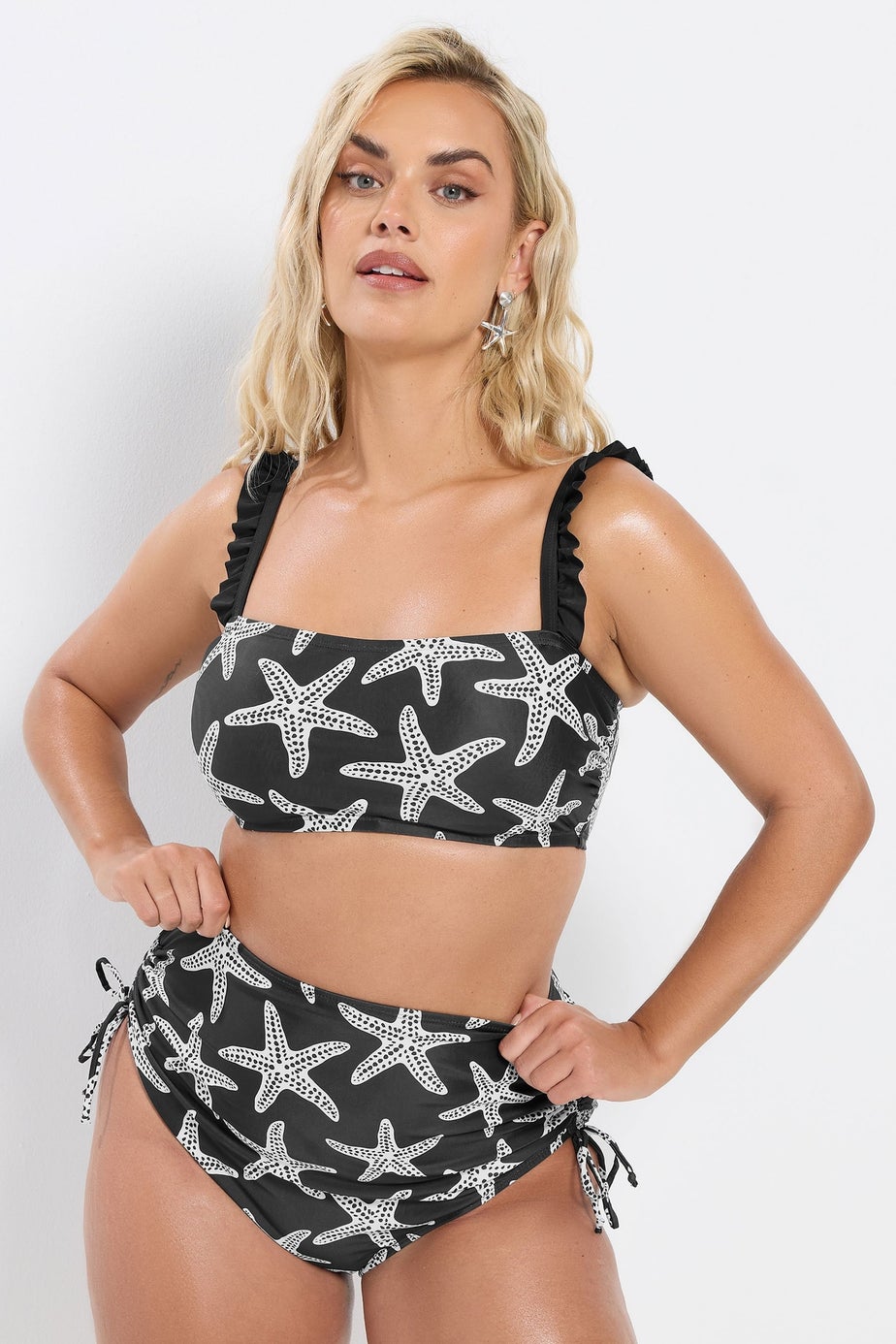 Yours Curve Black Starfish Super High Waist Tummy Control Bikini Briefs