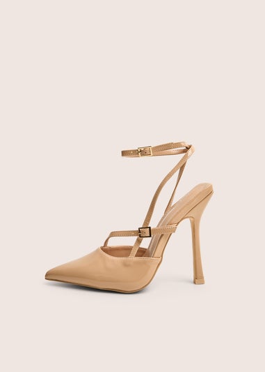 Public Desire Idol Nude Patent Buckle Strappy Detail Stiletto Court High Heels