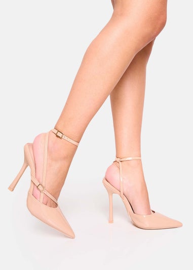 Public Desire Idol Nude Patent Buckle Strappy Detail Stiletto Court High Heels
