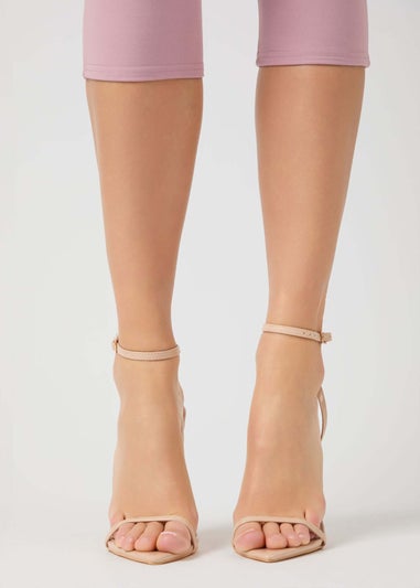 Public Desire Legacy Nude Barely There Pointed Toe Gold Stiletto Heels
