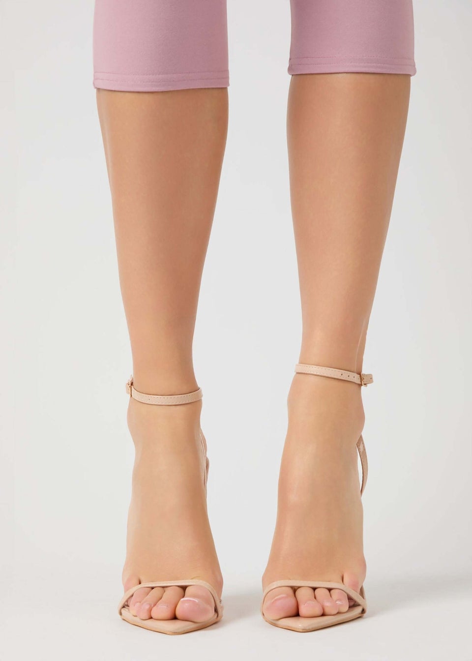 Public Desire Legacy Nude Barely There Pointed Toe Gold Stiletto Heels