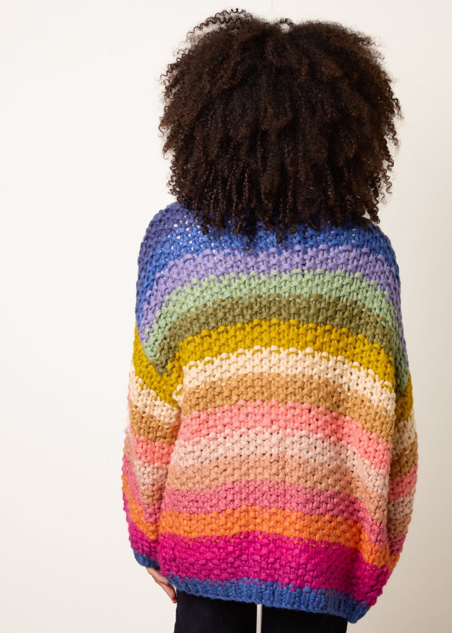 Blue Vanilla Multi Colourful Striped Cardigan