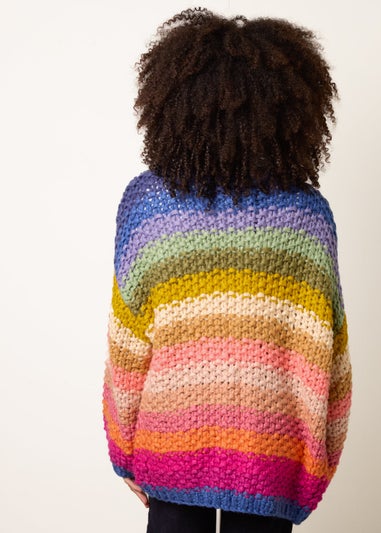 Blue Vanilla Multi Colourful Striped Cardigan