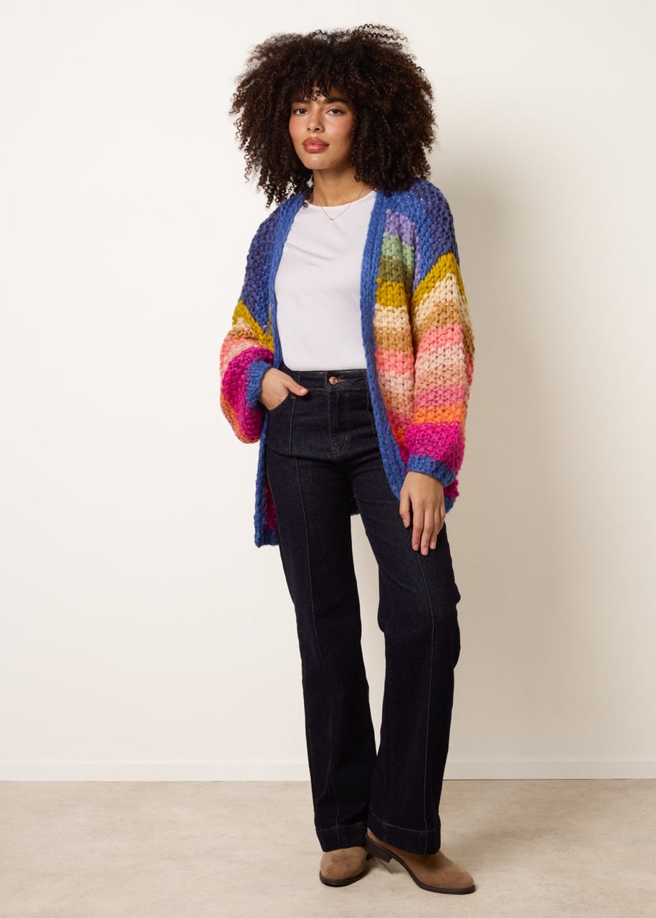 Blue Vanilla Multi Colourful Striped Cardigan