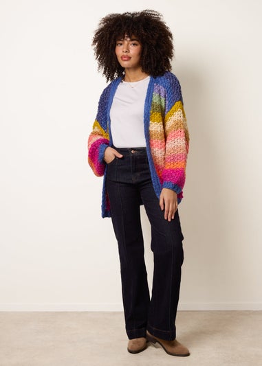Blue Vanilla Multi Colourful Striped Cardigan