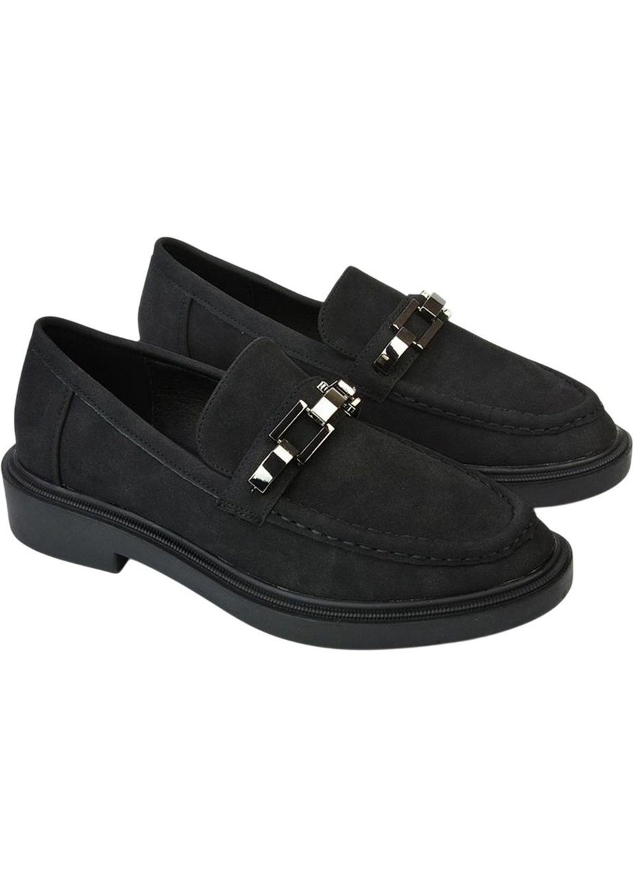 XY London Black Dakoa Chain Detail Loafers