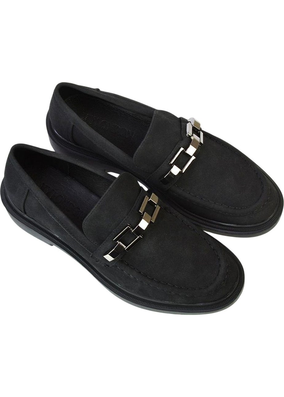 XY London Black Dakoa Chain Detail Loafers