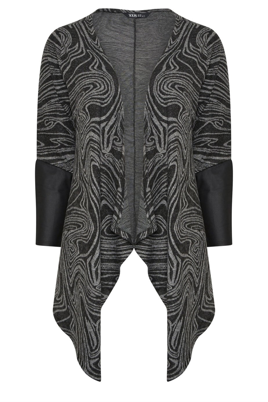 Yours Curve Abstract Grey Soft Touch Cardigan