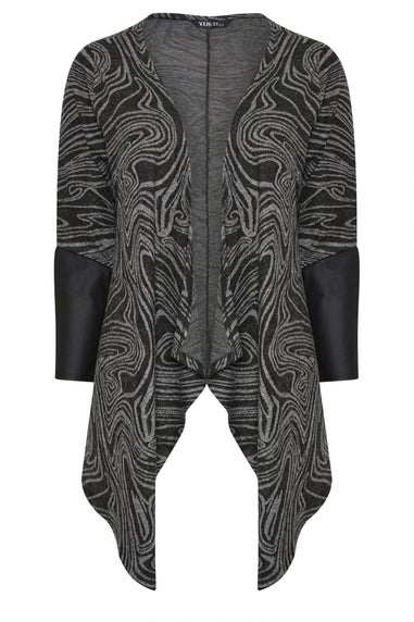 Yours Curve Abstract Grey Soft Touch Cardigan