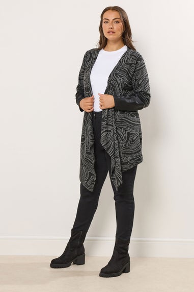 Yours Curve Abstract Grey Soft Touch Cardigan