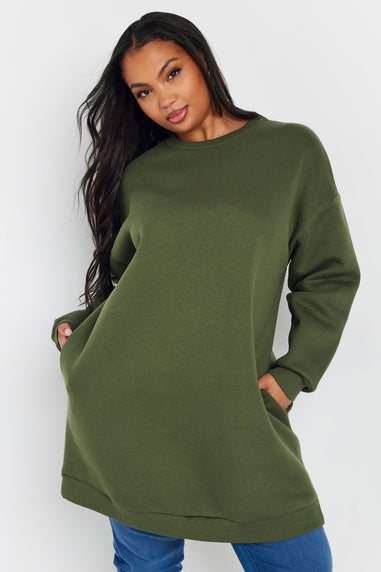 Yours Curve Khaki Green Sweatshirt Dress