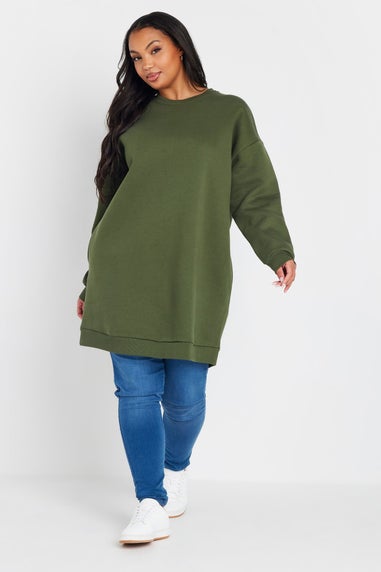 Yours Curve Khaki Green Sweatshirt Dress