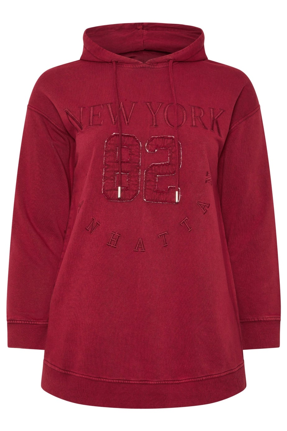 Yours Curve Red Embroidered 'New York' Hoodie
