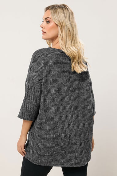 Yours Curve Grey Check Soft Touch Button Top