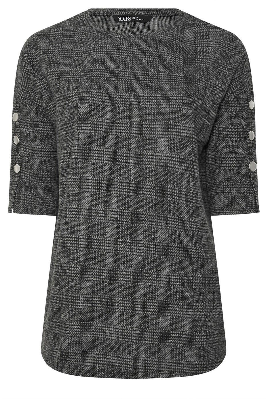 Yours Curve Grey Check Soft Touch Button Top