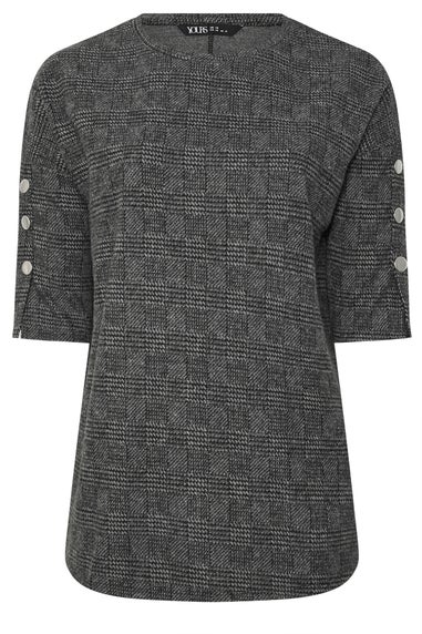 Yours Curve Grey Check Soft Touch Button Top