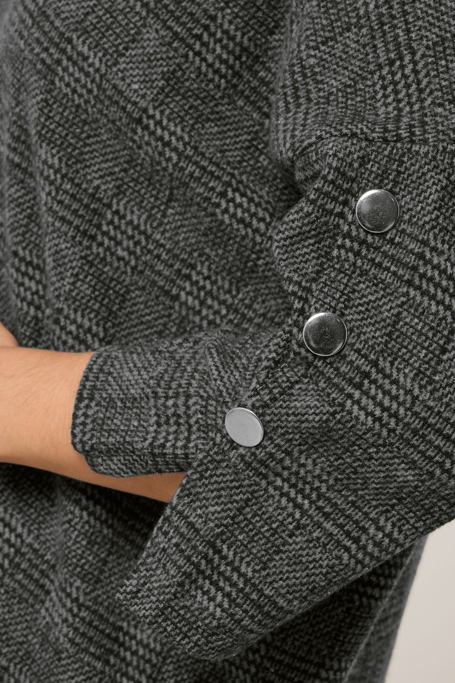 Yours Curve Grey Check Soft Touch Button Top