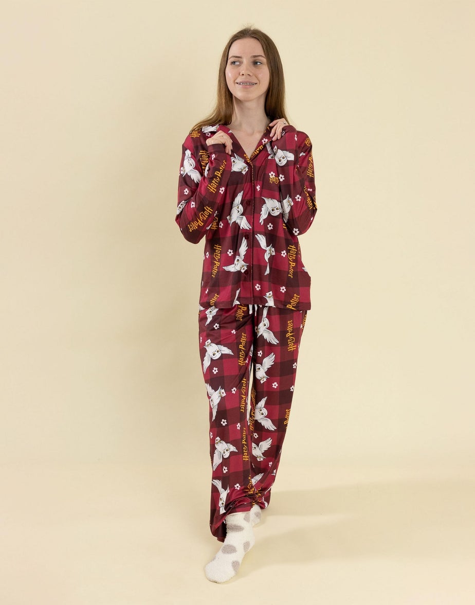Vanilla Underground Harry Potter Red Checkered Long Pyjama Set